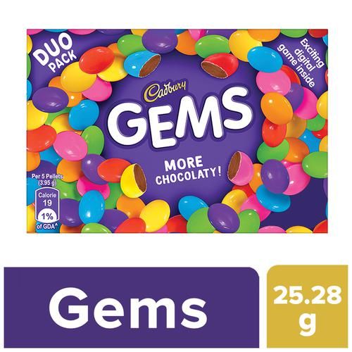 Cadbury Gems Chocolate Due Pack, 23.7g