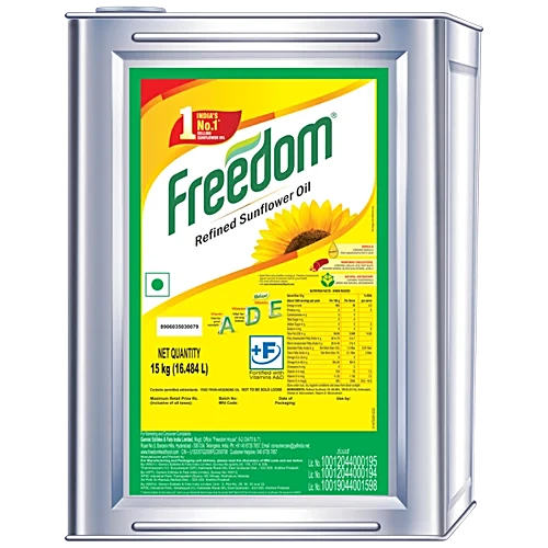 Freedom Refined Sunflower Oil Tin, 15L