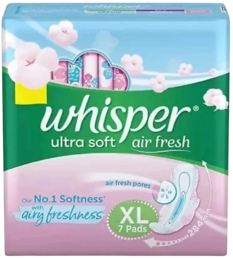 Whisper Ultra Soft Air Fresh Pads - XL, 7pc