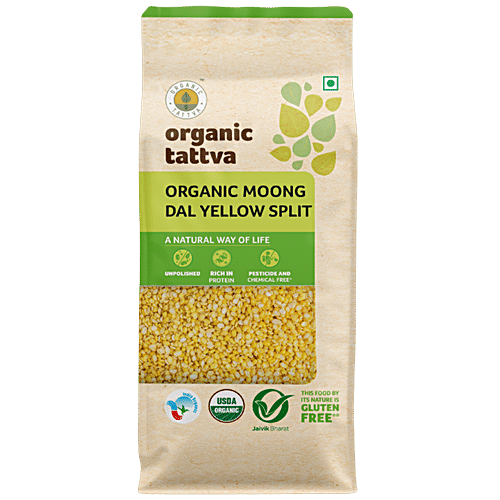 Organic Tattva Yellow Moong Dal Pouch - Split, 500g