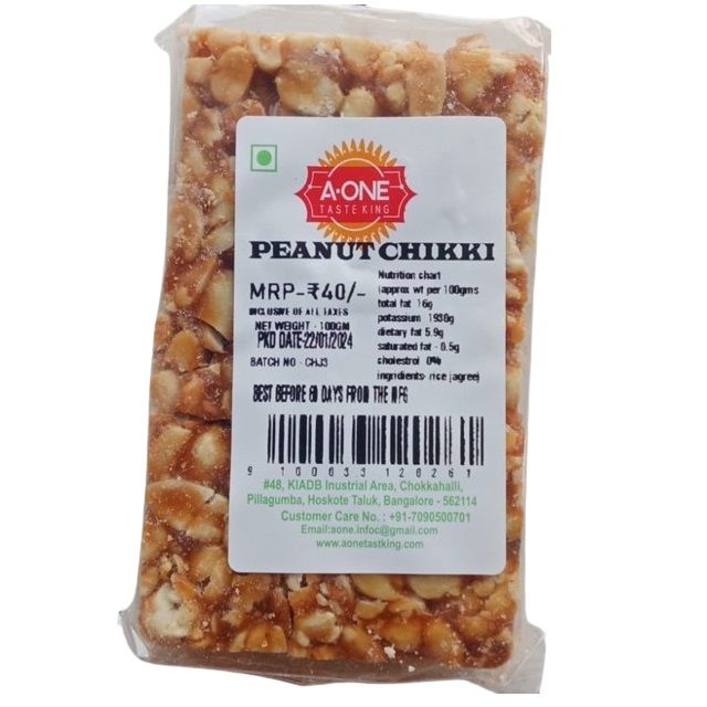 A-One Peanut Chikki - Fine, 100g