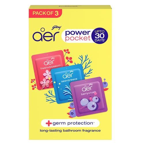 Godrej Aer Pocket Bathroom Fragrance - Assorted, 10g (Set of 3)
