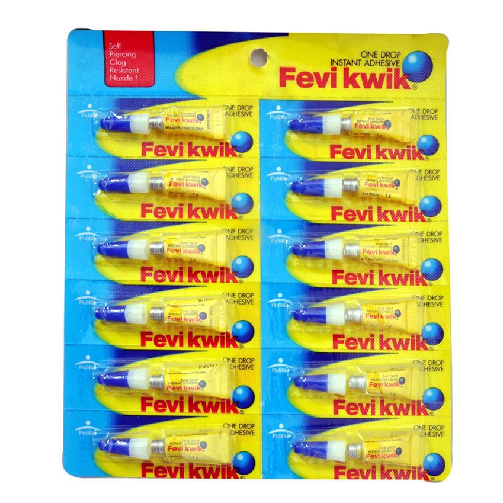 Pidilite Fevikwik One Drop Instant Adhesive, 1g (Set of 12)