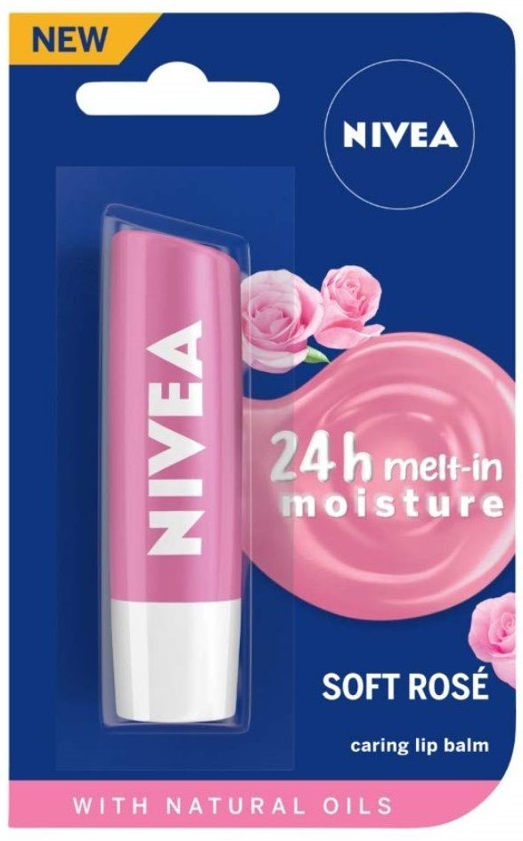 Nivea Lip Balm - Soft Rose, 4.8g