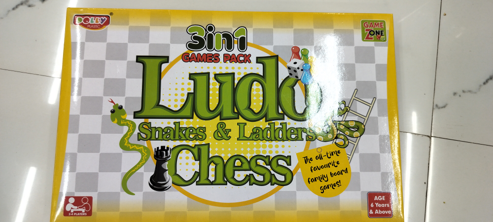 Dolly Plastic 3 in 1 Games Pack (Ludo, Snakes & Ladders, Chess)
