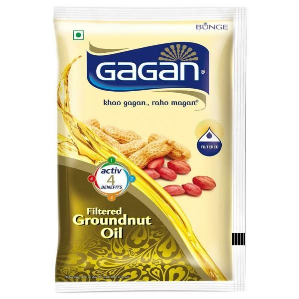 Gagan Refined Groundnut Oil Pouch, 1L