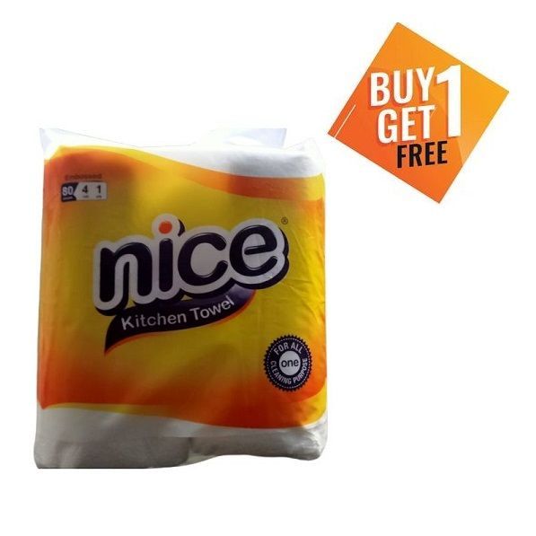 Paseo Nice Kitchen Towel Tissues 2 Rolls - 1 Ply, 80 Pulls (21.5 X 22.8cm) (Buy 1 Get 1 Free)