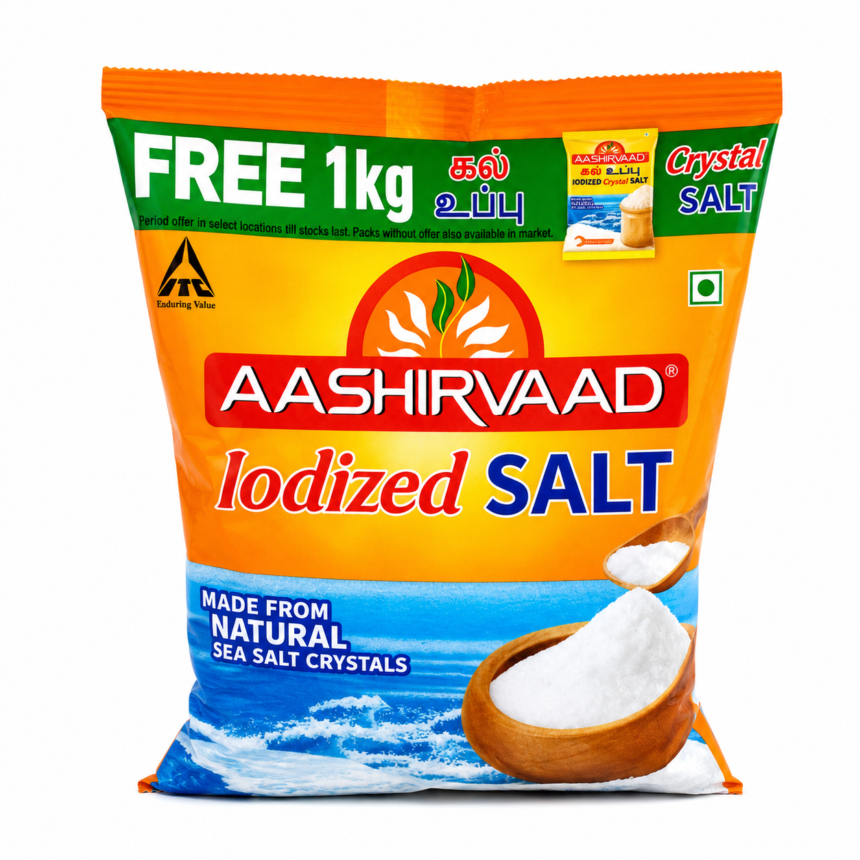 Aashirvaad Iodised Salt Pouch, 1kg