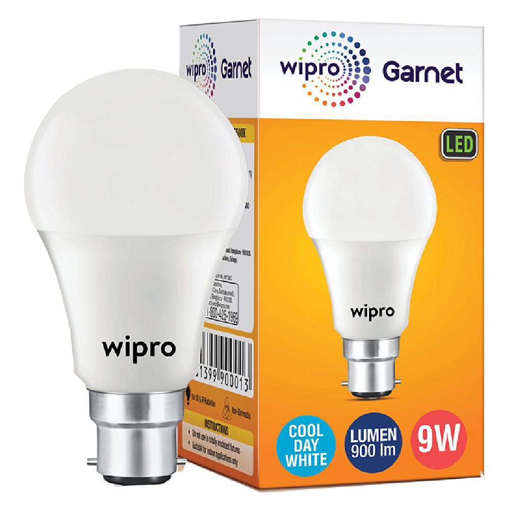 Wipro Garnet LED Bulb, 9-Watt (Cool Day, White)