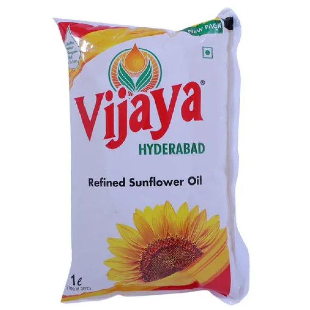 Vijaya Refined Sunflower Oil Pouch, 1L
