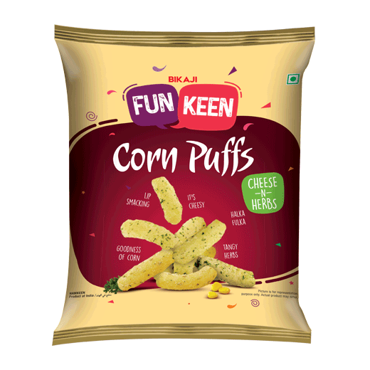Bikaji (Rs.5) Funkeen Corn Puff - Cheese N Herbs, 18g