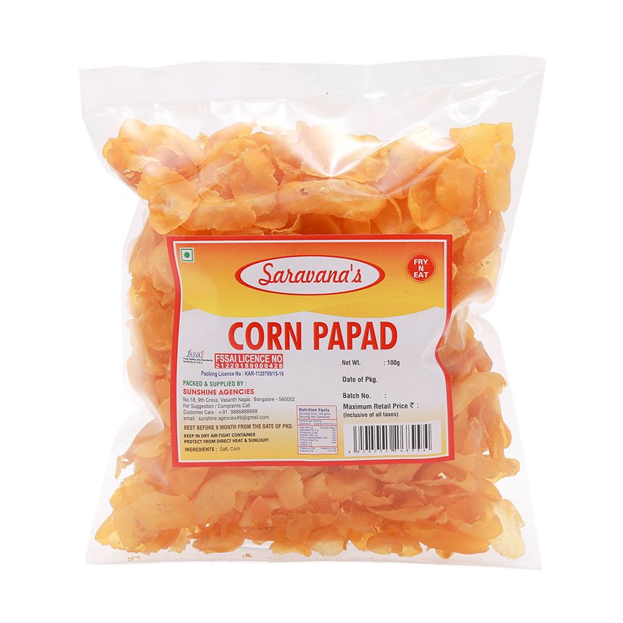 Saravana's Papad - Corn, 100g