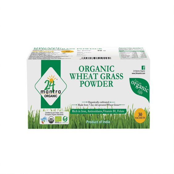 24 Mantra Organic Wheat Grass Powder, 30 Sachets