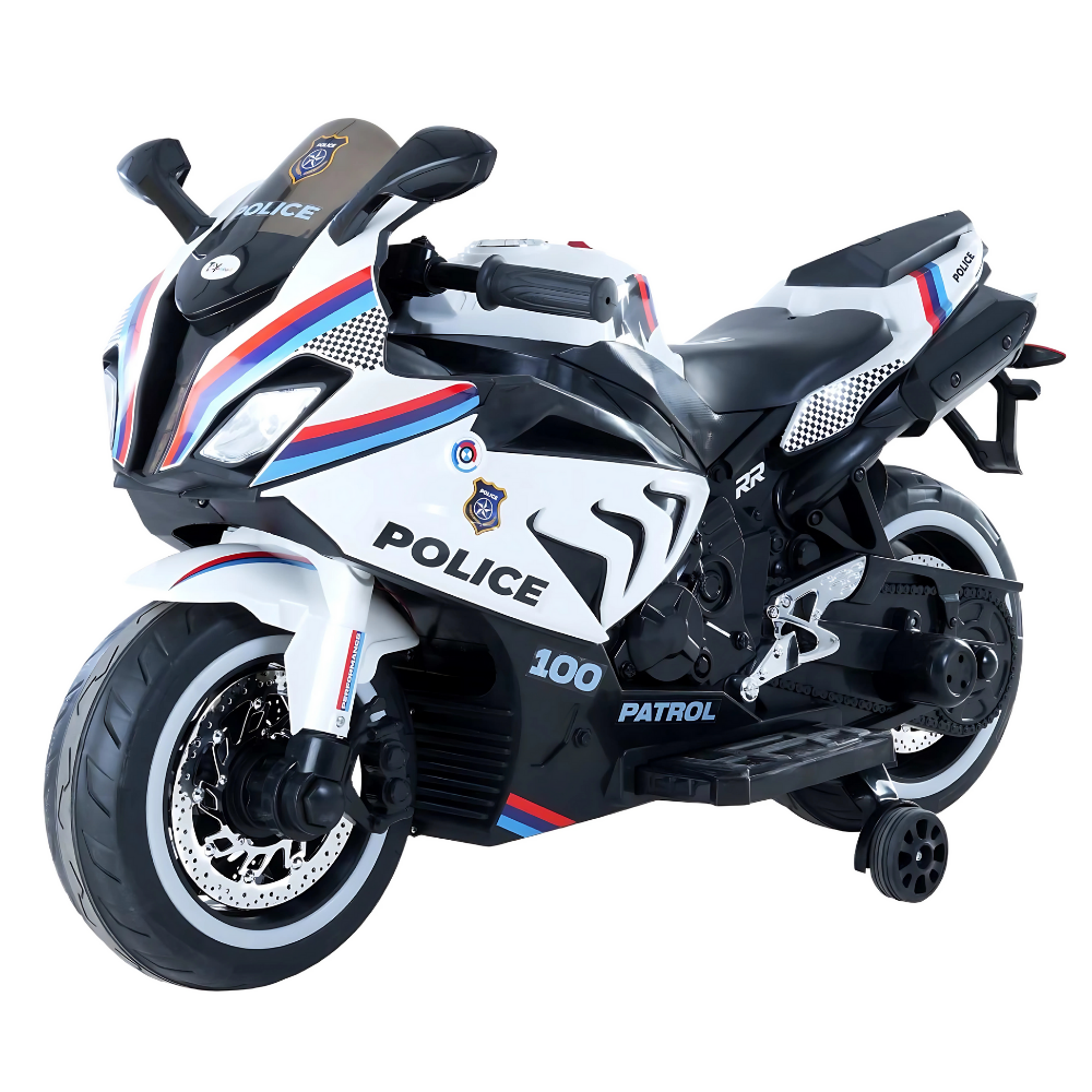 Kids Electric Ride On Police Patrol Motorcycle, 1pc
