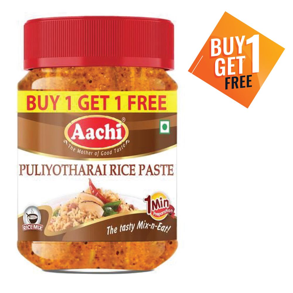 Aachi Rice Paste Bottle - Puliyotharai, 200g (Buy 1 Get 1 Free)