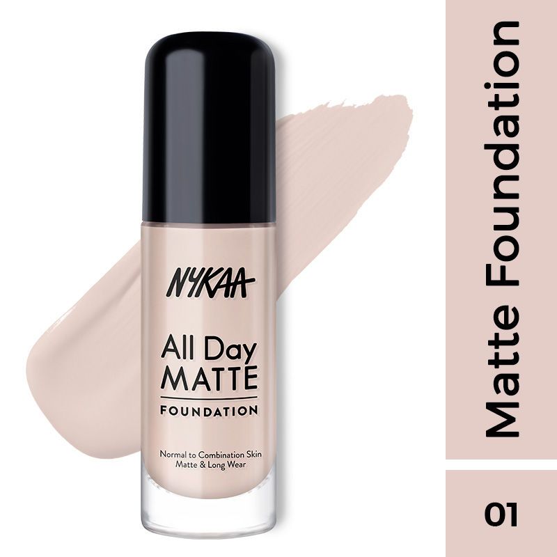 Nykaa All Day Matte Long Wear Liquid Foundation Pump - 01 Ivory, 30ml