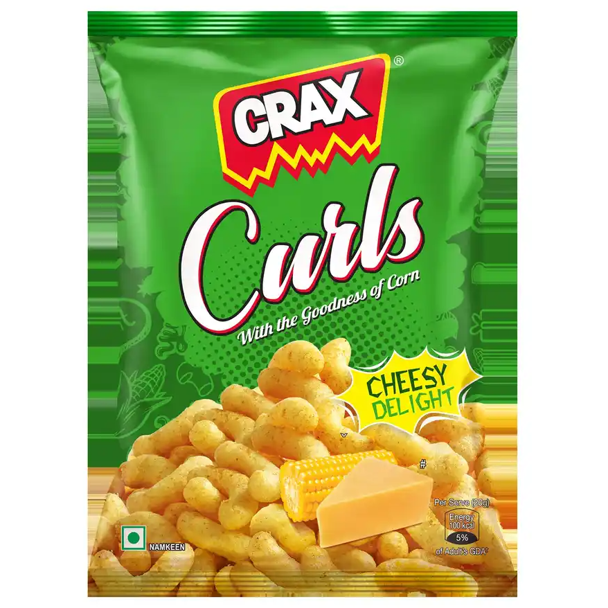 Crax Curls Puffs Snacks - Cheesy Delight, 16g