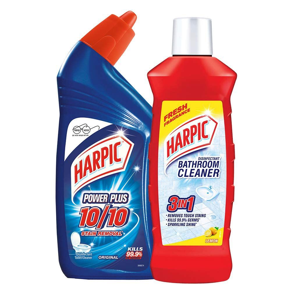 Harpic Power Plus Toilet Cleaner (500ml) & Bathroom Cleaner Combo Pack (500ml)