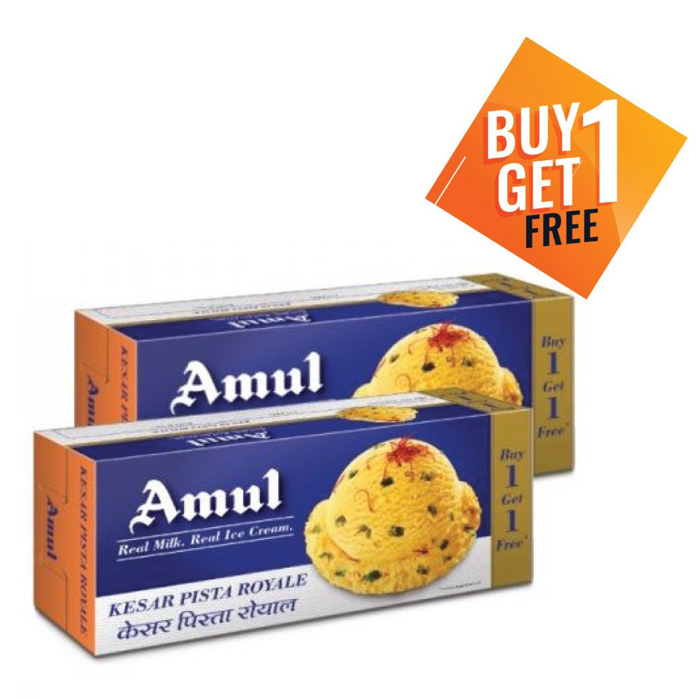 Amul Ice Cream Combo - Kesar Pista, 750ml (Buy 1 Get 1 Free)
