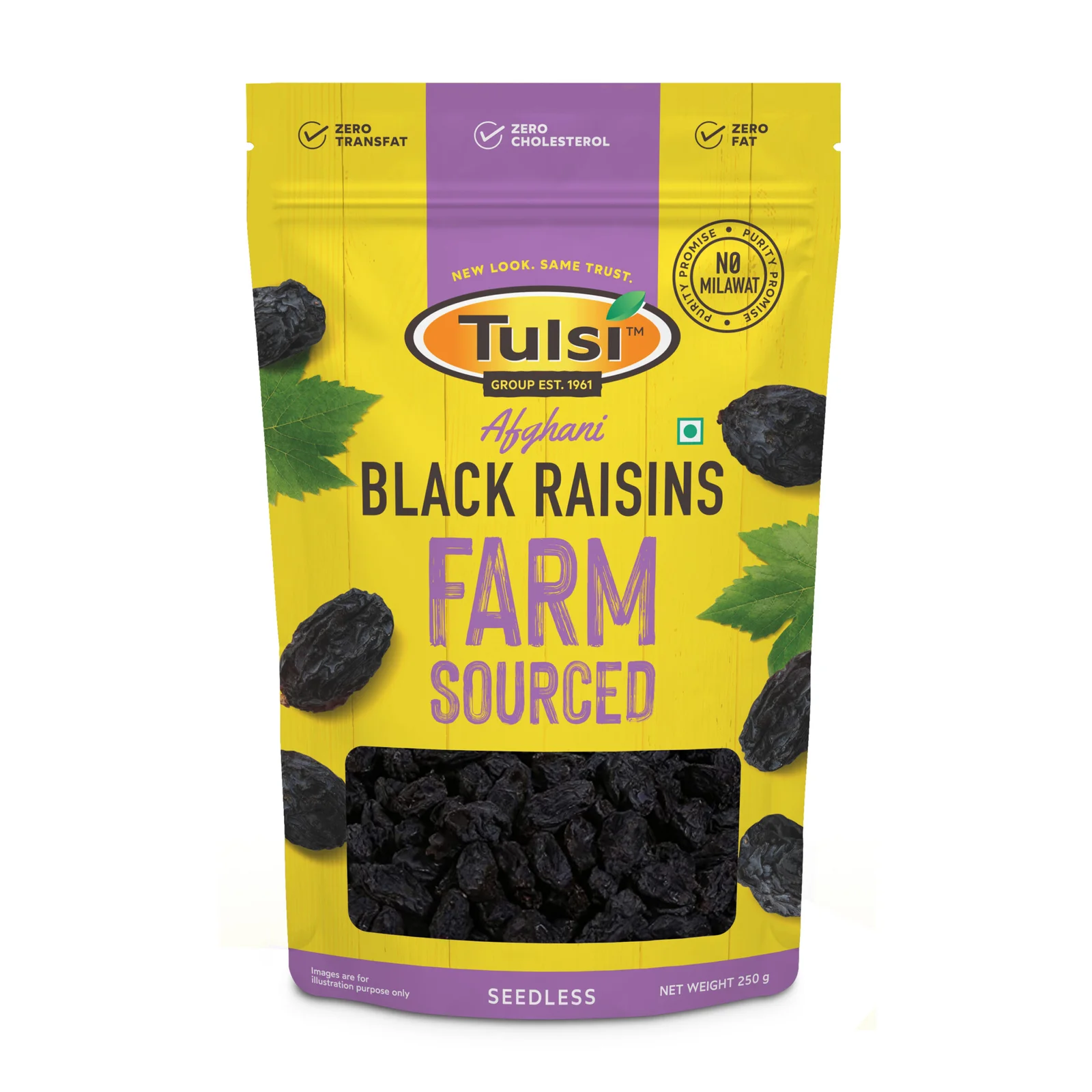 Tulsi Seedless Raisins Zipper Pouch - Black, 250g