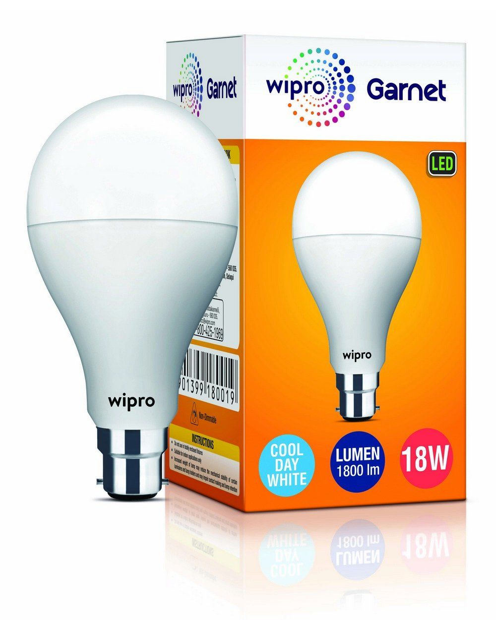 Wipro B22 LED Bulb, 18 Watt (Cool Day Light)