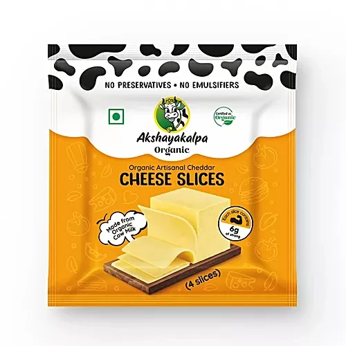 Akshayakalpa Organic Cheddar Cheese Slices, 100g (4pcs)
