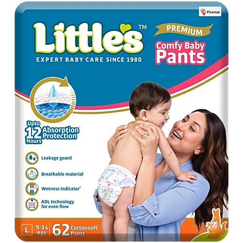 Little's Premium Comfy Absorption Protection Baby Pants - L, 62pcs