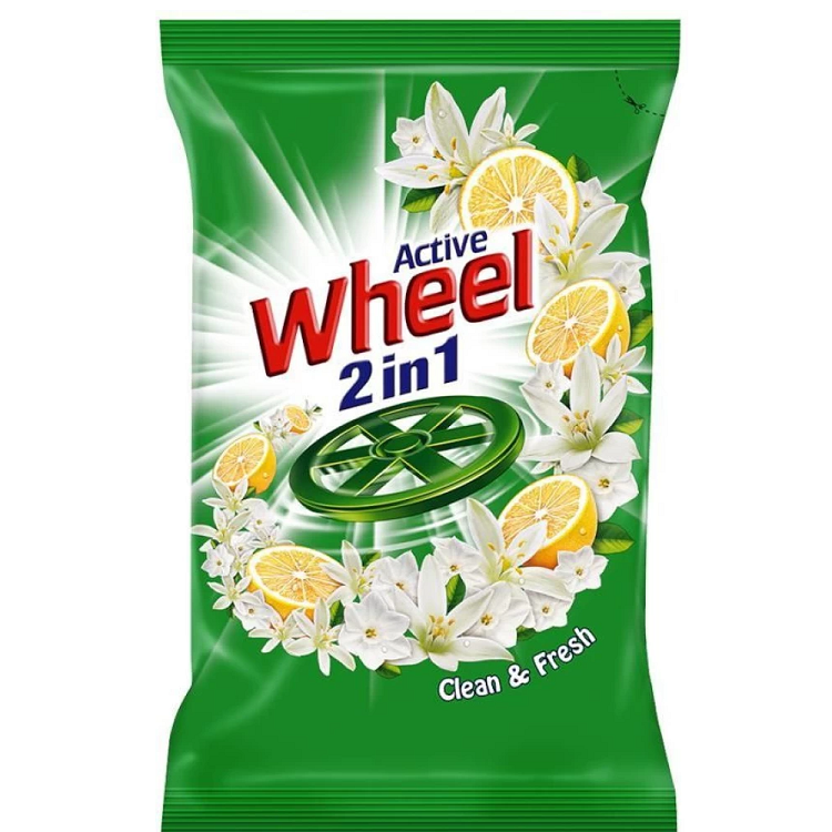 Wheel Active (Rs.10) 2 in 1 Detergent Powder - Clean & Fresh, 100g