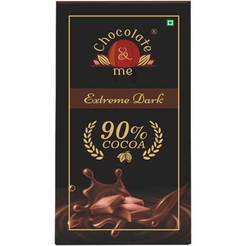Chocolate & Me 90% Dark Chocolate Bar - Rich In Cocoa & Butter, 90g
