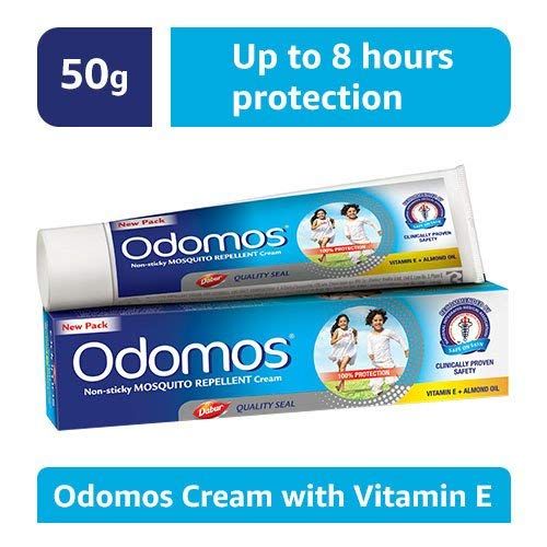 Odomos Non Sticky Mosquito Repellent Cream With Vitamin E & Almond, 50g