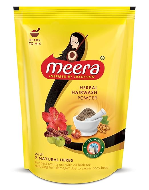 Meera Advance Herbal 11 Natural Herbs Hair Wash Powder Pouch, 40g