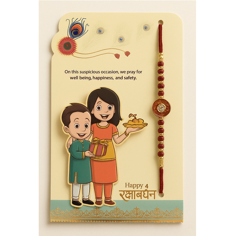 Traditional Rakhi - Red Rudraksh, 1pc