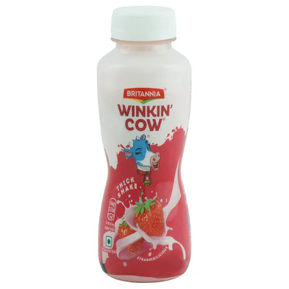 Britannia Winkin Cow Thick Milk Shake Bottle - Strawberry, 180ml