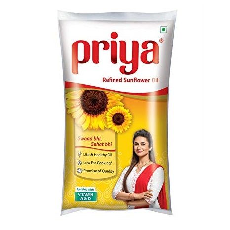Priya Sunflower Oil Pouch, 1L