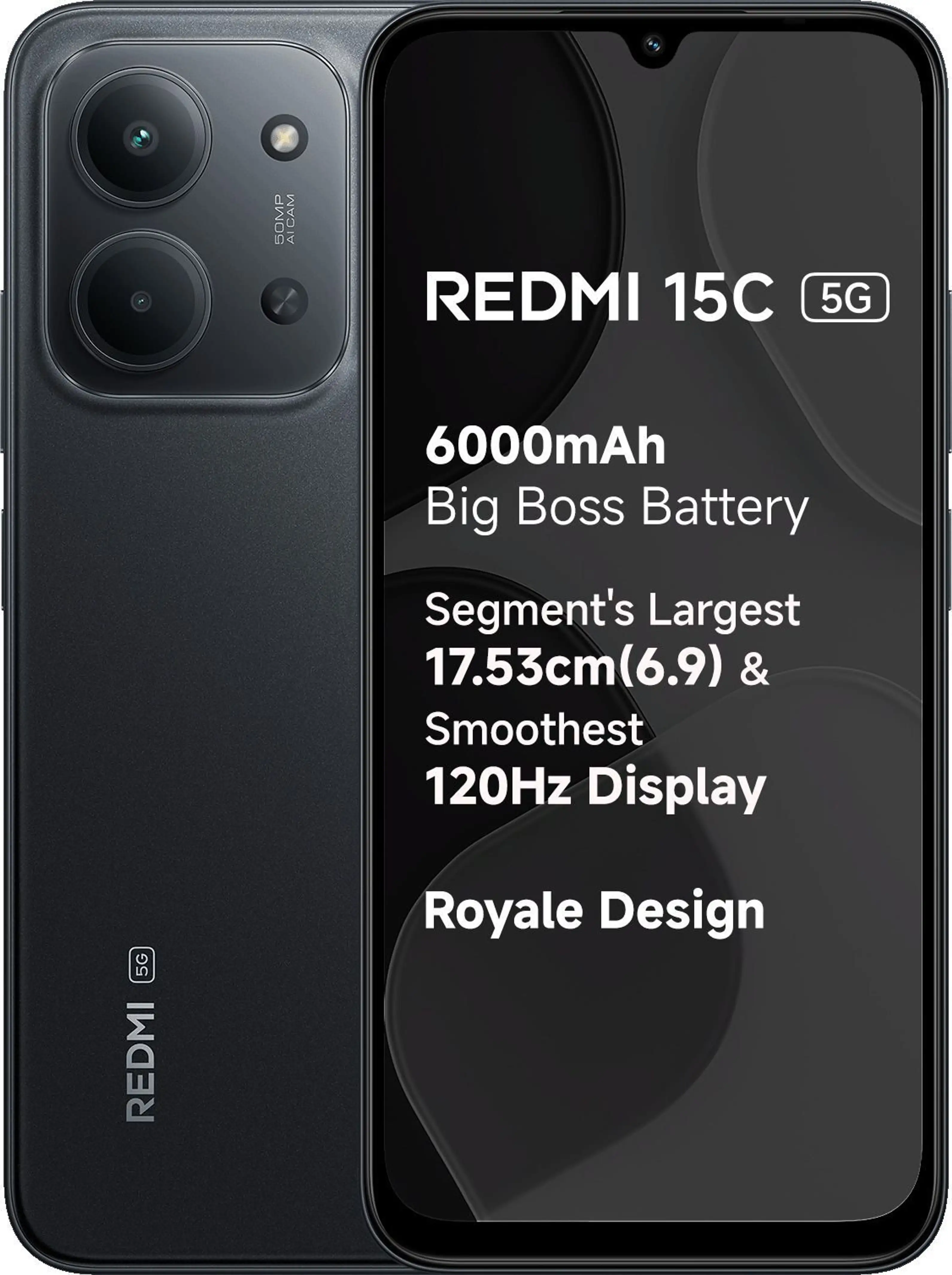 Redmi | 15C | 5G Smartphone (4GB RAM, 128GB ROM, Midnight Black)