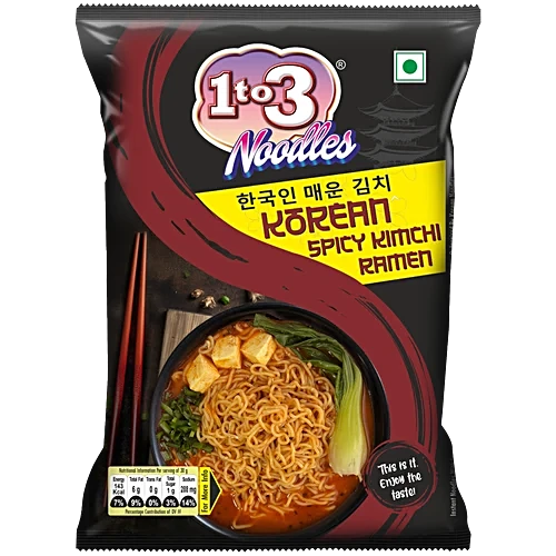 1to3 Noodles Korean Spicy Kimchi Ramen Noodles, 72g