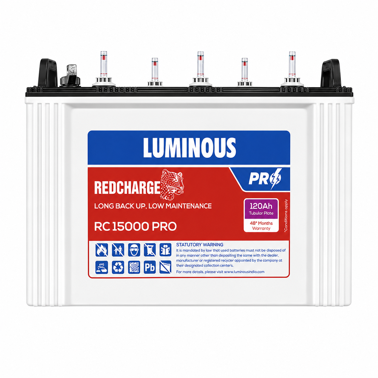 Luminous | REDCHARGE RC 15000 PRO | Tubular Plate Battery (120AH)