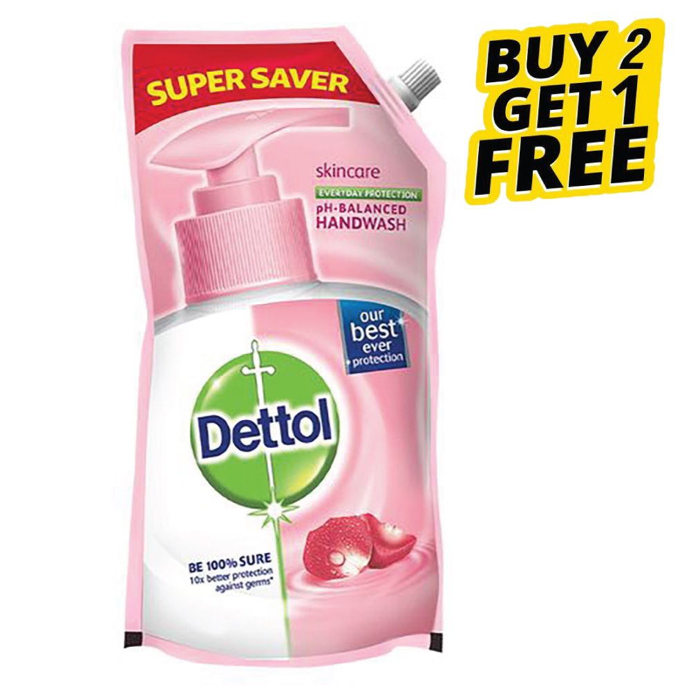 Dettol Hand Wash Refill Pouch - Skincare, 175ml (Buy 2 Get 1 Free)