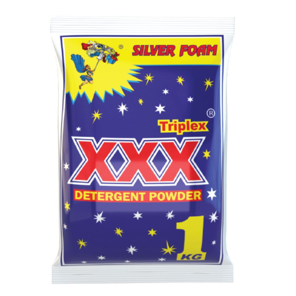 XXX Detergent Powder - Silver Foam, 1kg (Free Detergent Bar Rs.10)
