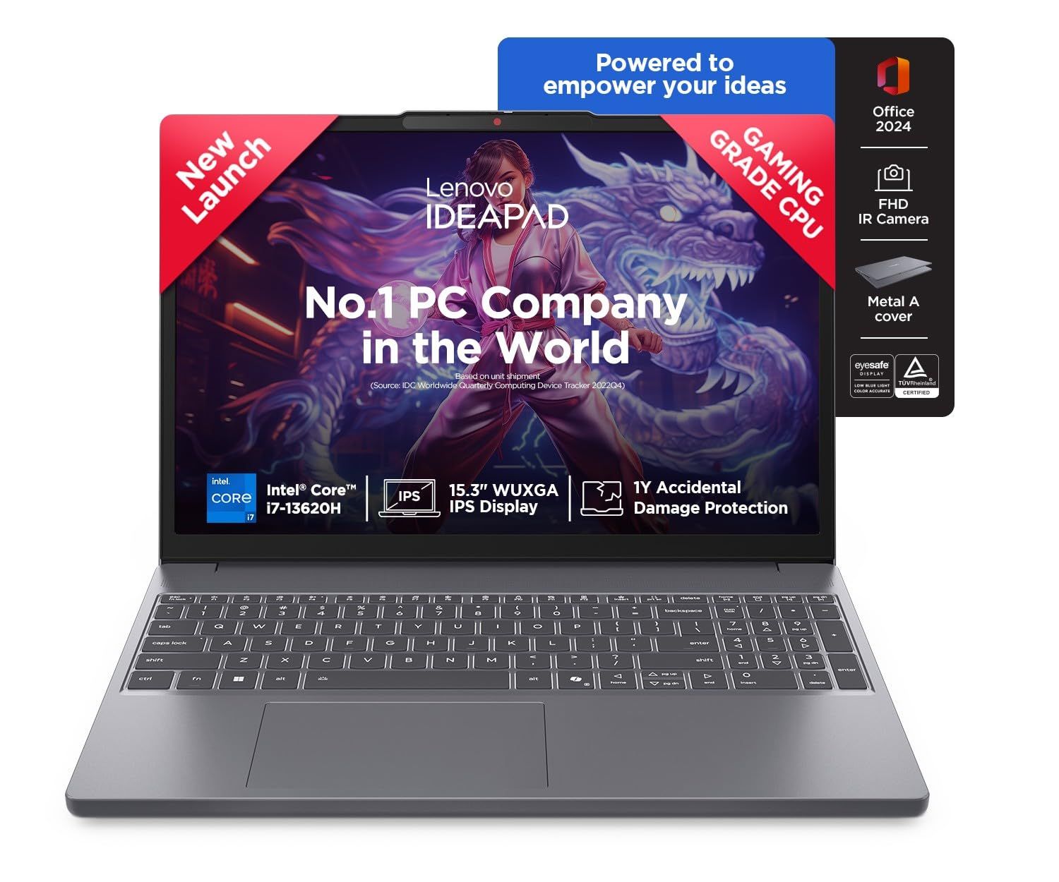 Lenovo | IdeaPad Slim | Backlit Keyboard Laptop (15.3 inch, 1.6kg, Intel Core i7, 16GB, 512GB, Luna Grey)