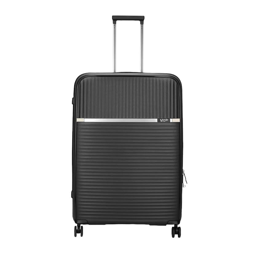VIP | Airtron 360 | 8 Wheel Lightweight Polypropelyne Trolley Suitcase (Large, 77cm, Black)