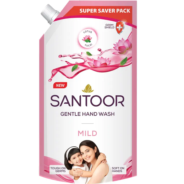 Santoor Gentle Handwash Refill Pack - Mild, 675ml