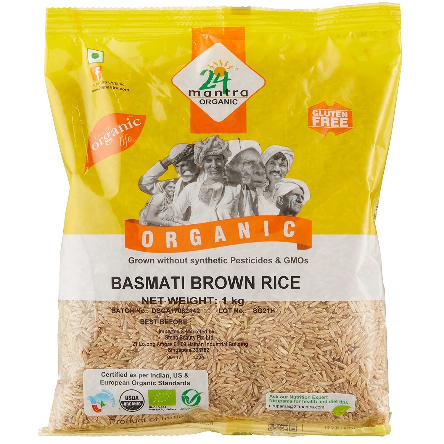 24 Mantra Organic Brown Basmati Rice Pouch, 1kg