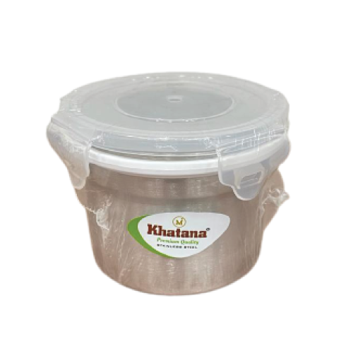Khatana Stainless Steel Penta Lock Dabbi, 375ml (4 Inch)