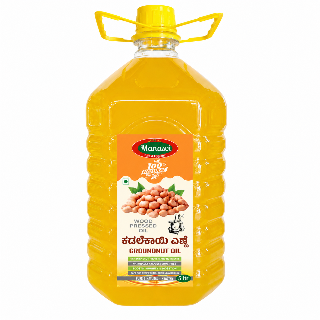 Manasvi 100% Wood Pressed Groundnut Oil, 5L