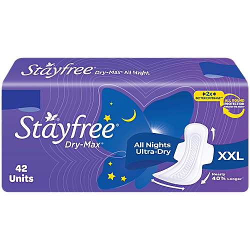 Stayfree Dry Max All Night Sanitary Pad - XXL, 42pcs