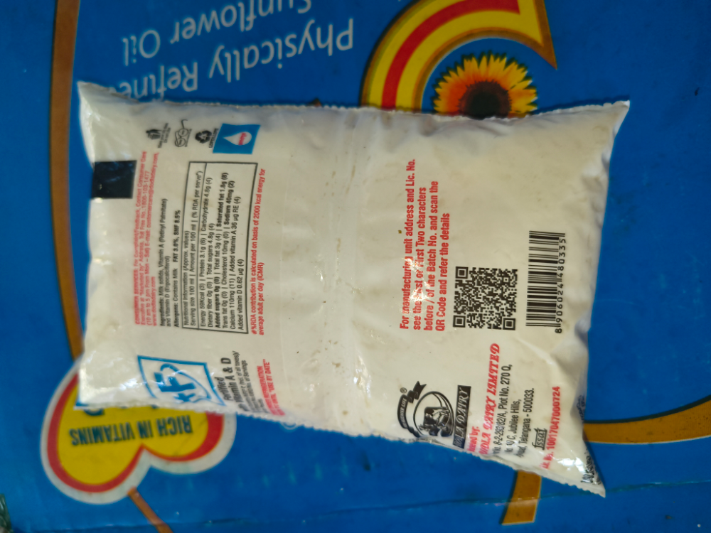 Dodla Homogenised Pasteurised Toned Milk Pouch, 200ml
