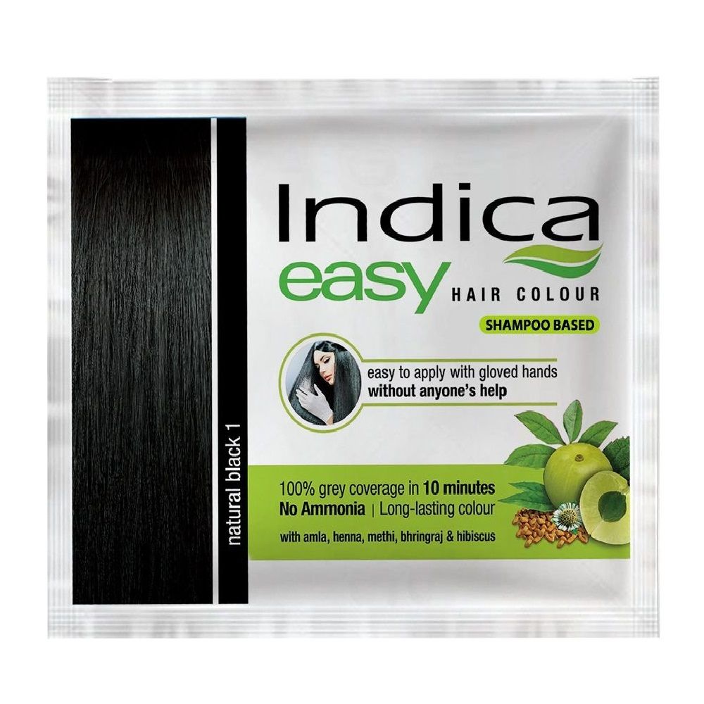 Indica Easy Shampoo Hair Colour - Natural Black 1, 18ml
