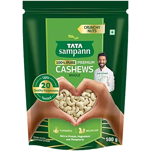 Tata Sampann 100% Pure Premium Cashew Whole, 500g