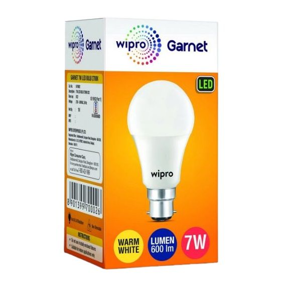 Wipro Garnet LED Bulb, 7 Watt (Warm White)